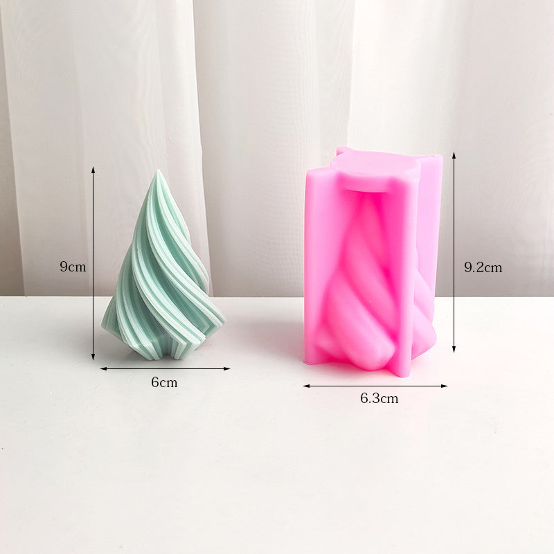 Molde de vela de cono giratorio grande DIY, molde de resina para hacer jabón de aromaterapia con rayas geométricas y árbol de Navidad, regalo para decoración del hogar