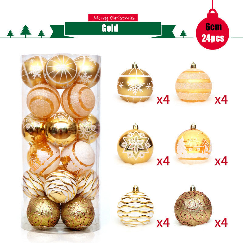 Decoration 6cm24 Colorful Painted Transparent Balls Christmas Ball Set