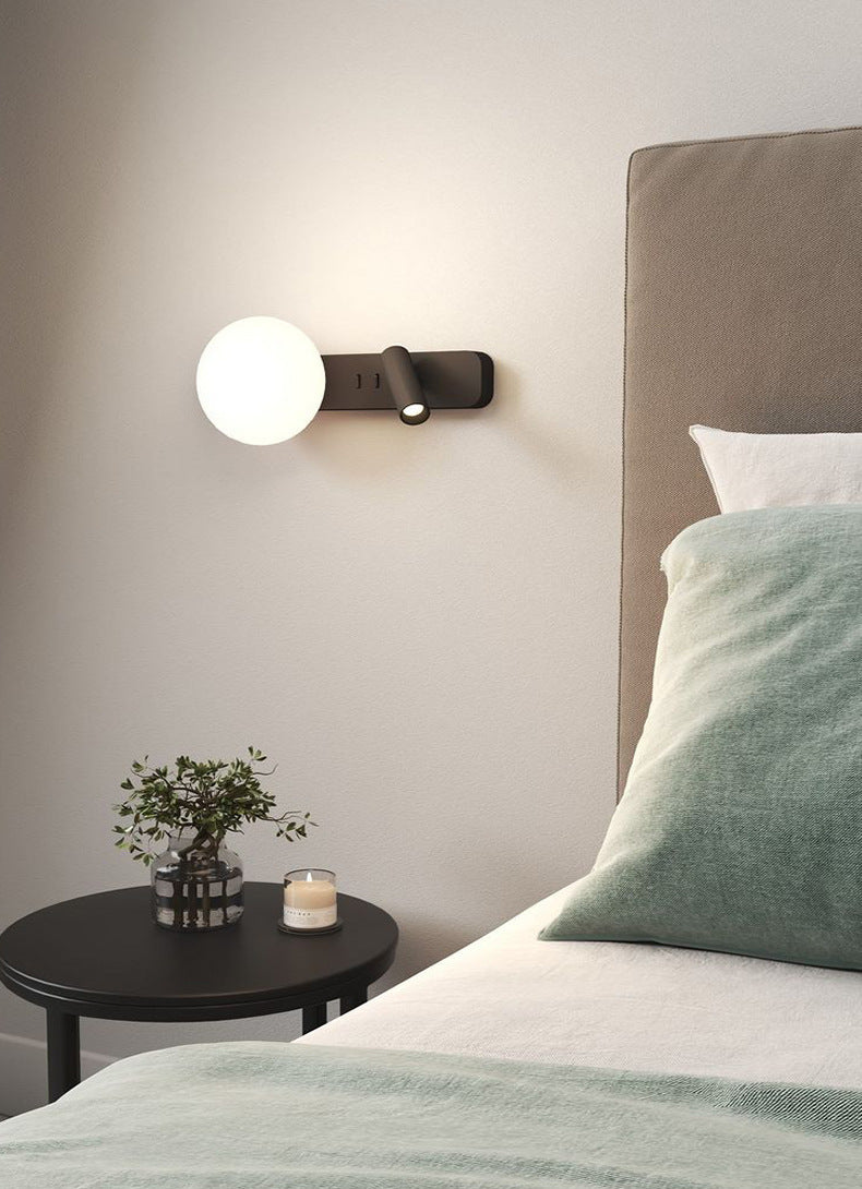 Lampe murale minimaliste moderne et tendance en forme de lune avec boule de verre pour chambre à coucher