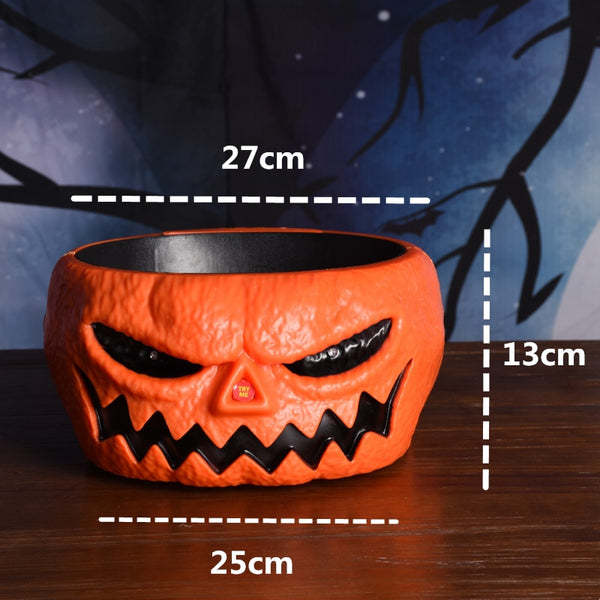 Cuenco de dulces con forma de calabaza parlante eléctrica para disfrazarse de Halloween