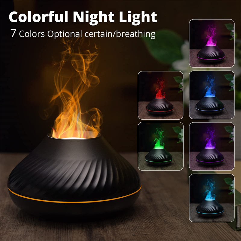 Nuevo Difusor de aroma de llama volcánica Lámpara de aceite esencial 130 ml Humidificador de aire portátil USB con luz nocturna de color Generador de niebla Fogger Luz LED