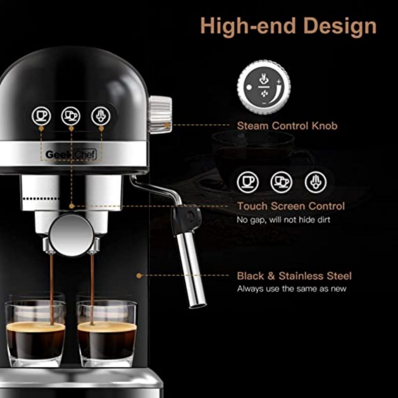 20 Bar Espresso Machine  1350W High Performance 1.4 Ldetachable Transparent Water Tank Thermo Block Beating System Prohibit Amazon Sales