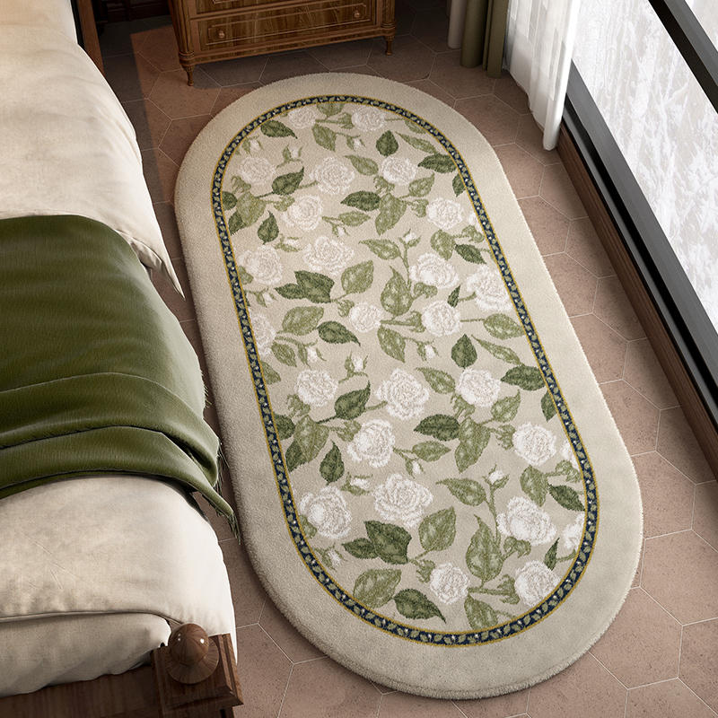 Tapis de chevet rétro de forme spéciale, couverture de chambre à coucher, ovale de haute qualité