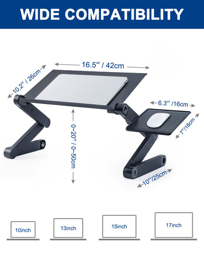 Adjustable Height Laptop Desk Laptop Stand for Bed Portable Lap Desk Foldable Table Workstation Notebook RiserErgonomic Computer Tray Reading Holder Bed Tray Standing Desk