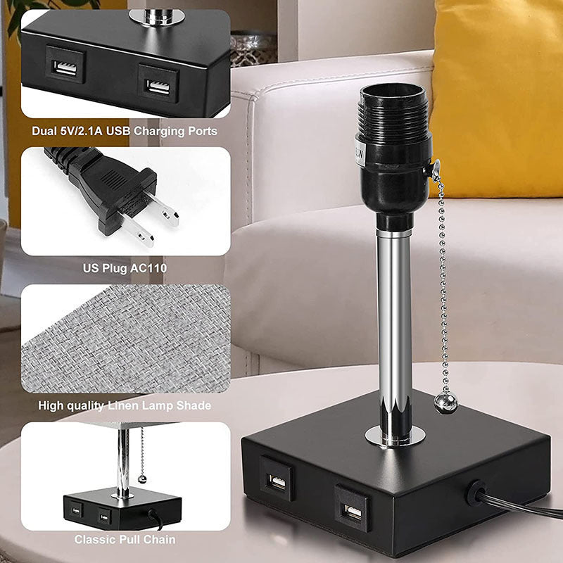 Mobile Phone Charging Fabric Table Lamp Living Room Bedroom Bedside