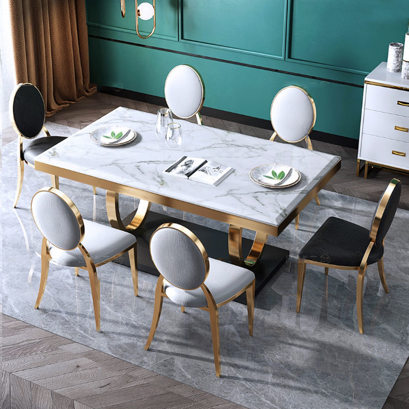 Modern Household Simple Slate Dining Table And Chair Combination