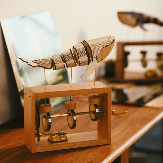 Wooden Hand Whale Music Box