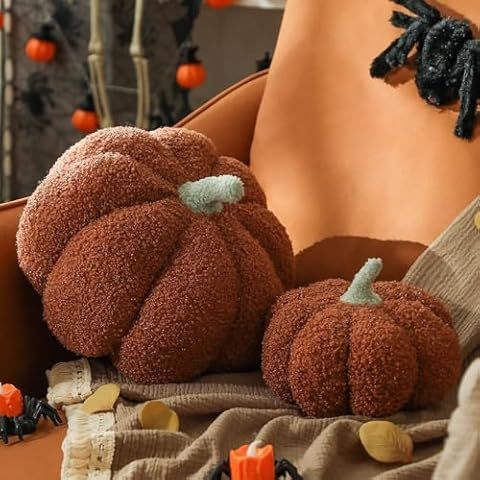 Simulated Pumpkin Plush Pillow 11 X 9.5 Inch 3D Thanksgiving Cushion Shaped Pillow Cozy Fall Decorations Toy Pillows For Thanksgiving Christmas Bedroom Sofa Couch Supplies