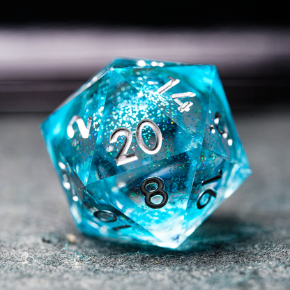 HD Starry Sky Flowing Sand Blue Resin Dice