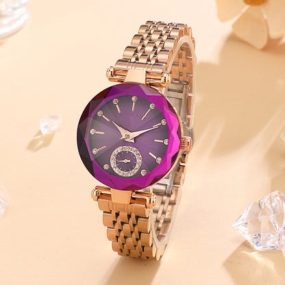 Montre à quartz à coupe simple pour femmes, bracelet en acier