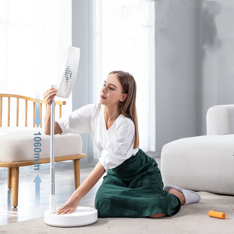 Ventilador de escritorio para el hogar, suelo plegable telescópico, silencioso, con cabezal oscilante