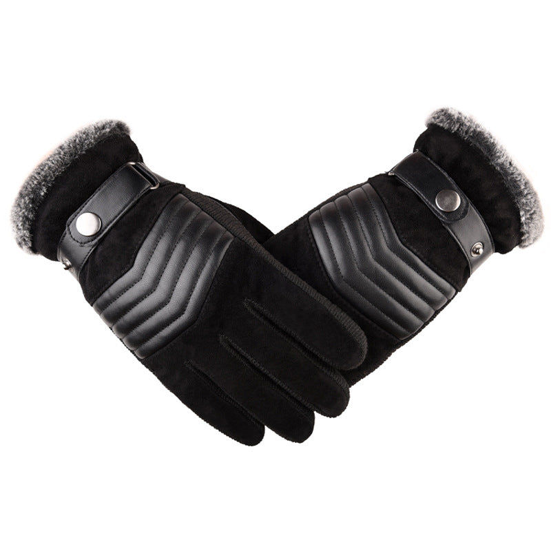 Gants de moto en cuir chaud résistant au froid