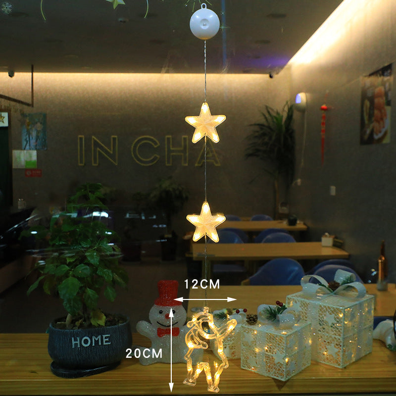 3 piezas de luces LED de Navidad con forma de estrella para colgar en el árbol de Navidad, lámpara con ventosa, adornos para ventanas, decoración para el hogar, Navidad, Año Nuevo, decoraciones navideñas