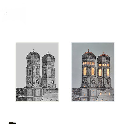 Retro Bell Tower Light Painting Decoration