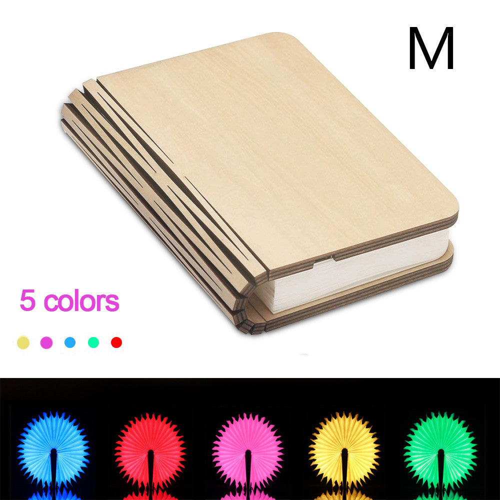 Luz de libro LED giratoria y plegable con veta de madera