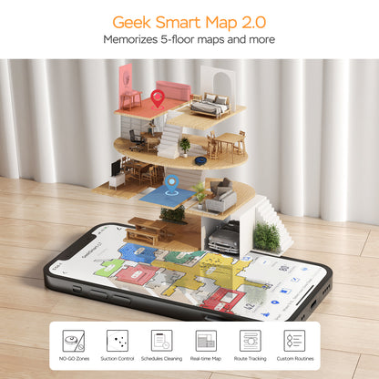 Robot aspirador y trapeador Geek Smart L7, navegación LDS, aplicación conectada a Wi-Fi, limpieza selectiva de habitaciones, succión MAX 2700 PA, ideal para mascotas y hogares más grandes cuya venta está prohibida en Amazon