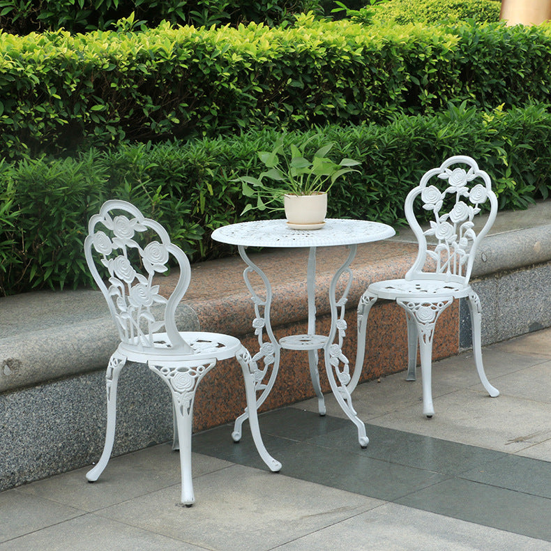 Table et chaise en fer pour l'extérieur, ensemble de trois pièces, pour cour, balcon, salle à manger, combinaison