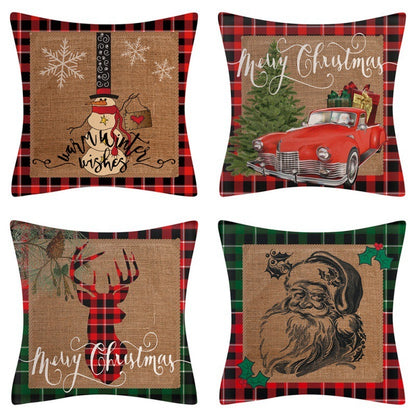 Home Decoration Christmas Pillow Cover Four-piece Set