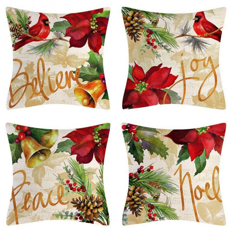 Home Decoration Christmas Pillow Cover Four-piece Set