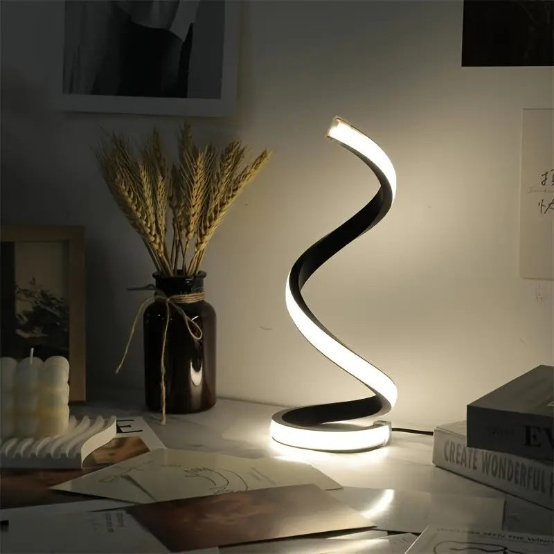 Lámpara de mesa decorativa moderna con luz LED circular de escritorio, tres en uno, con alimentación por USB