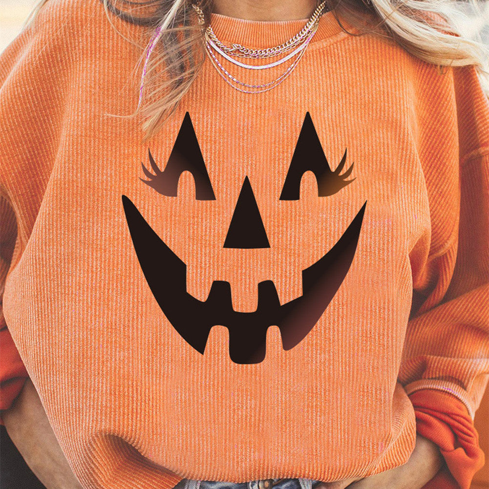 Pull tête de citrouille d'Halloween à la mode pour femmes