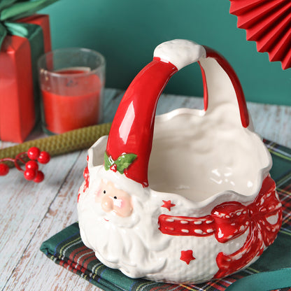 Three-dimensional Hand-painted Santa Claus Ceramic Basket