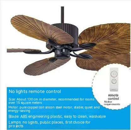 Living Room Southeast Asia Frequency Conversion Mute Fan-style Ceiling Lamp Home Integrated Retro Ceiling Fan Lights