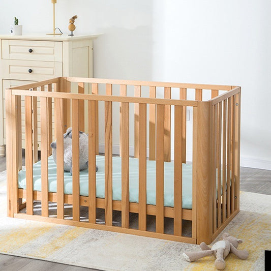 Pine Crib Solid Wood Splicing Unpainted Mobile Multifunctional Lengthened Adjustable Children's Bed