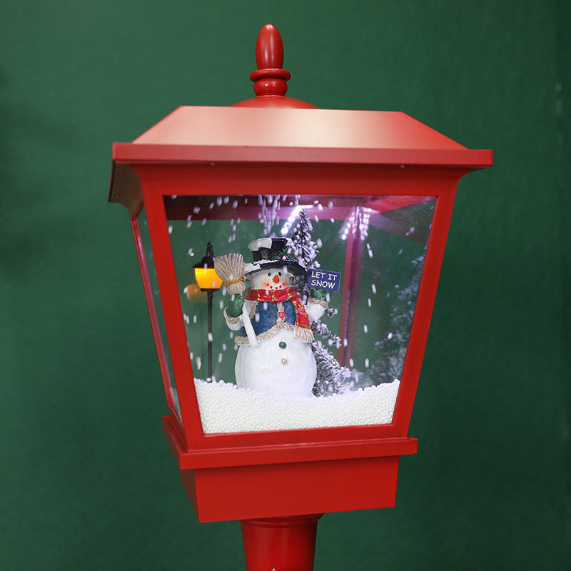 Santa Claus Snowman Christmas Tree Snowing Street Light