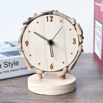 Horloge de Table de bureau en rondins, salon, maison Simple