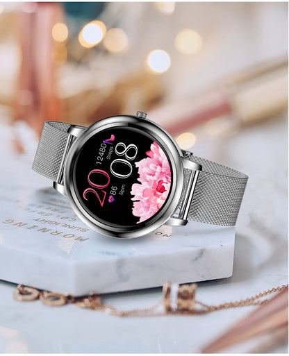 Montre intelligente pour femme, anti-eau froide, multi-cadran, interface utilisateur en option, bracelet en cuir et acier