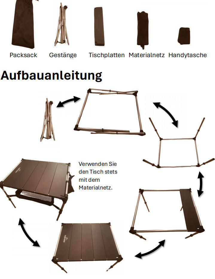 Équipement de camping d'épissage de table pliante extérieure