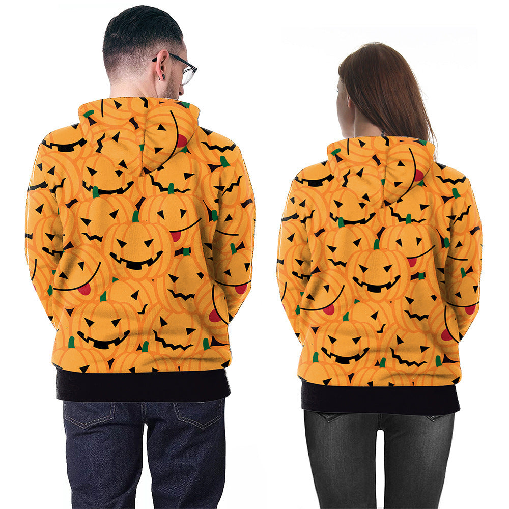 Women's Halloween Couple Loose Hooded Sweater