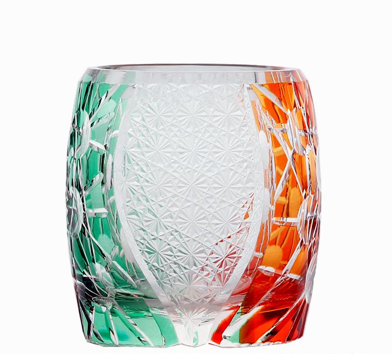 Gobelet à whisky en verre de cristal sculpté à la main, style japonais Edo, doux et luxueux, rétro