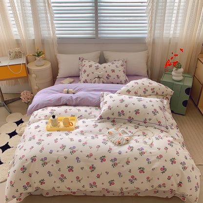 Juego de cuatro piezas de cama de algodón con estampado simple de moda para el hogar