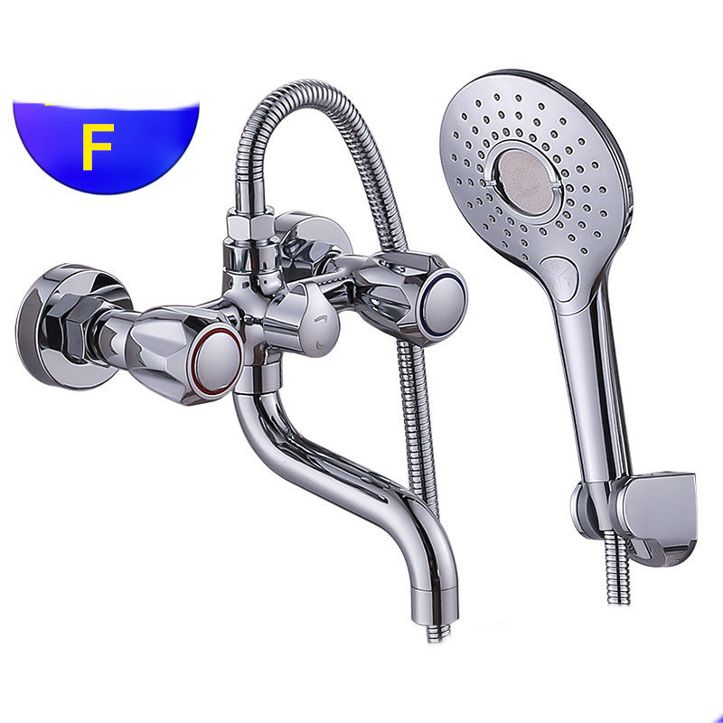 Grifo de bañera de Control doble de cobre con válvula mezcladora de ducha Triple oculta para baño