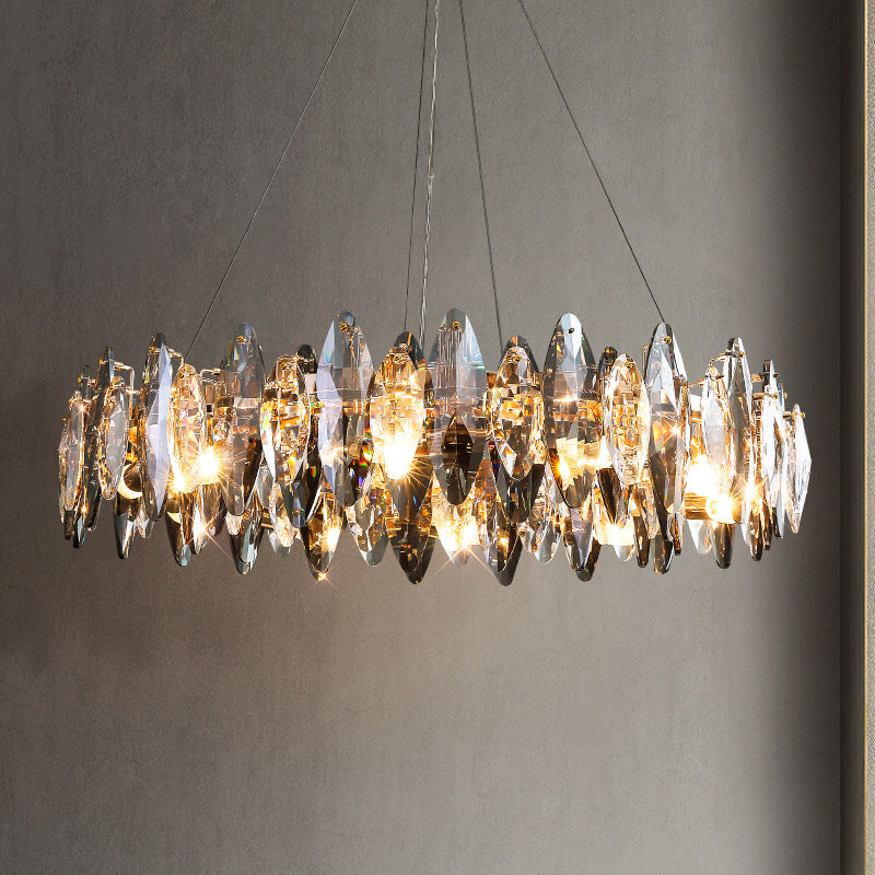 Lustre minimaliste moderne en cristal de luxe, lumière de salon