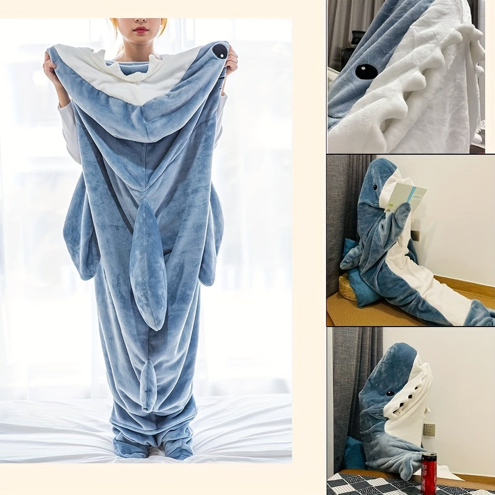 Shark Onesie Blanket For Adults, Shark Blanket Hoodie, Shark Blanket Super Soft Cozy Flannel, Boys Girls Cosplay Costume Sleeping Bag For Night