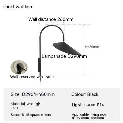 Lámpara de pared de cabecera de dormitorio minimalista nórdico, lámpara de estudio de pasillo giratoria inalámbrica con personalidad creativa de diseñador danés