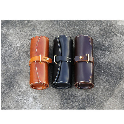 Cowhide High-end Handmade Retro Anti-stress Large-capacity Glasses Case