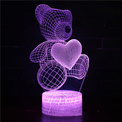 Dessin animé Love Bear Series 3D Light Creative Night Light