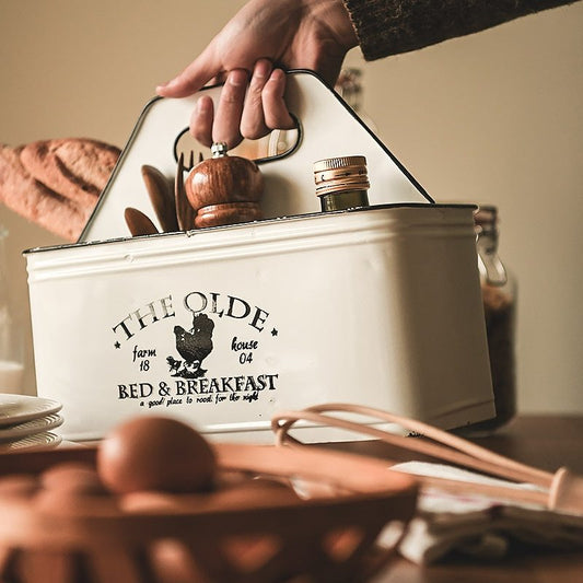 Boîte de rangement pour organisateur de table en fer vieilli