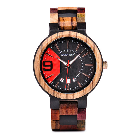 Calendrier à quartz en bois montre étanche montre pour hommes table en bois montre pour hommes 