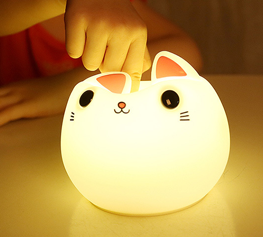 Lampe LED en silicone chat mignon