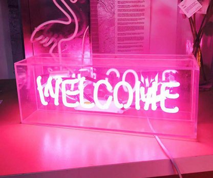 Retro neon decorative lamp glass tube iron box lamp