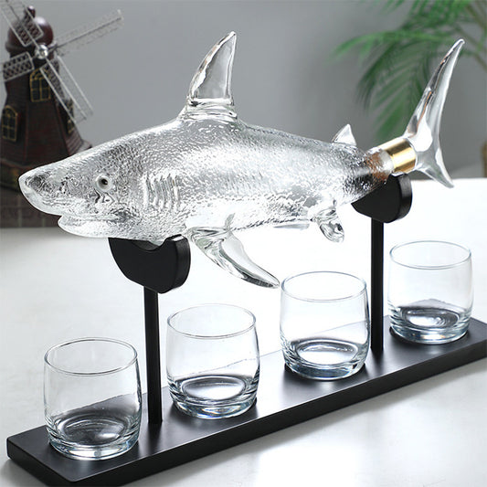 Carafe en forme de requin, récipient de bouteille de vin en verre borosilicaté épais et scellé