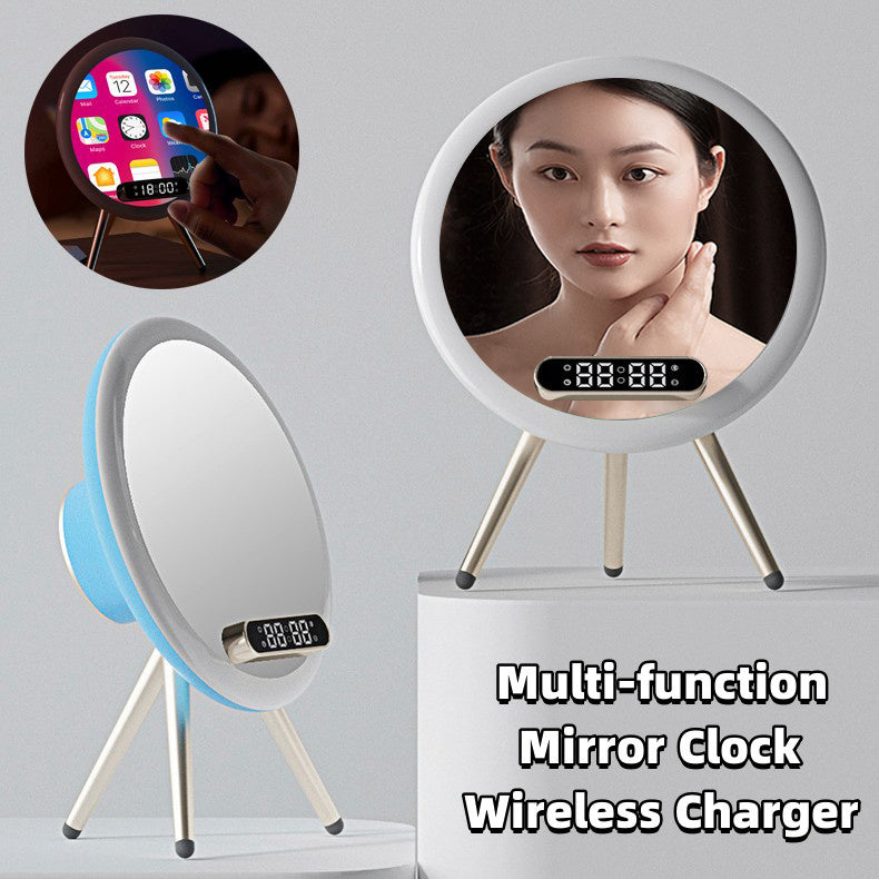 Nouveau Multi-fonction LED miroir réveil chargeur sans fil horloge numérique temps USB horloge de Table