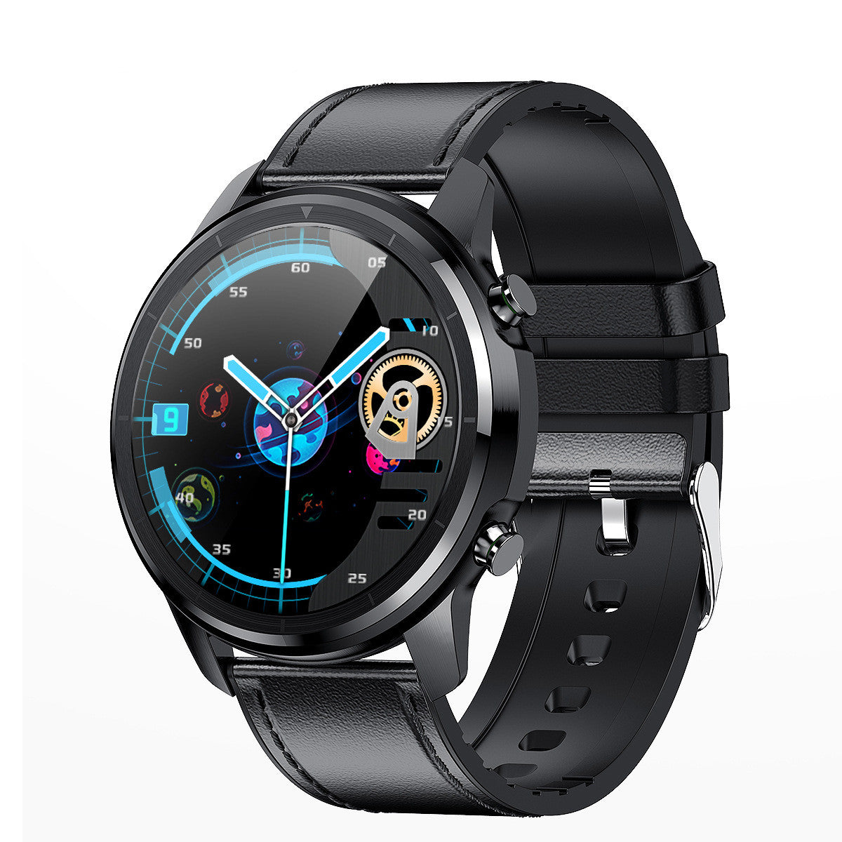 Montre intelligente multifonction avec écran couleur IPS haute définition tactile, cercle complet, fréquence cardiaque