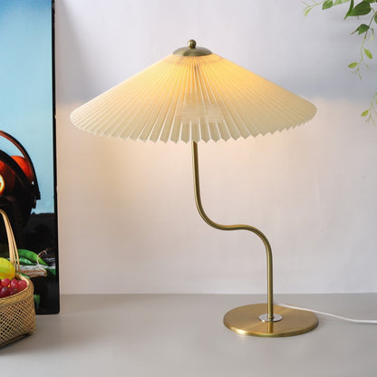 Lampe de table plissée américaine rétro, grande balançoire en forme de parapluie