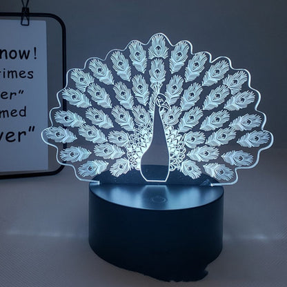 Lumière LED acrylique 3D paon